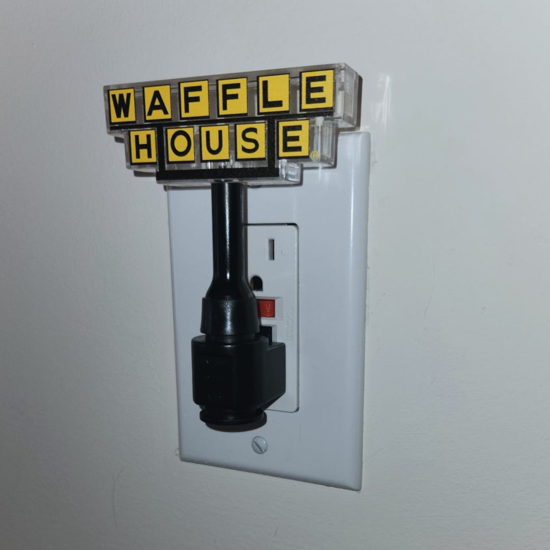 Waffle House nightlight plugged into outlet