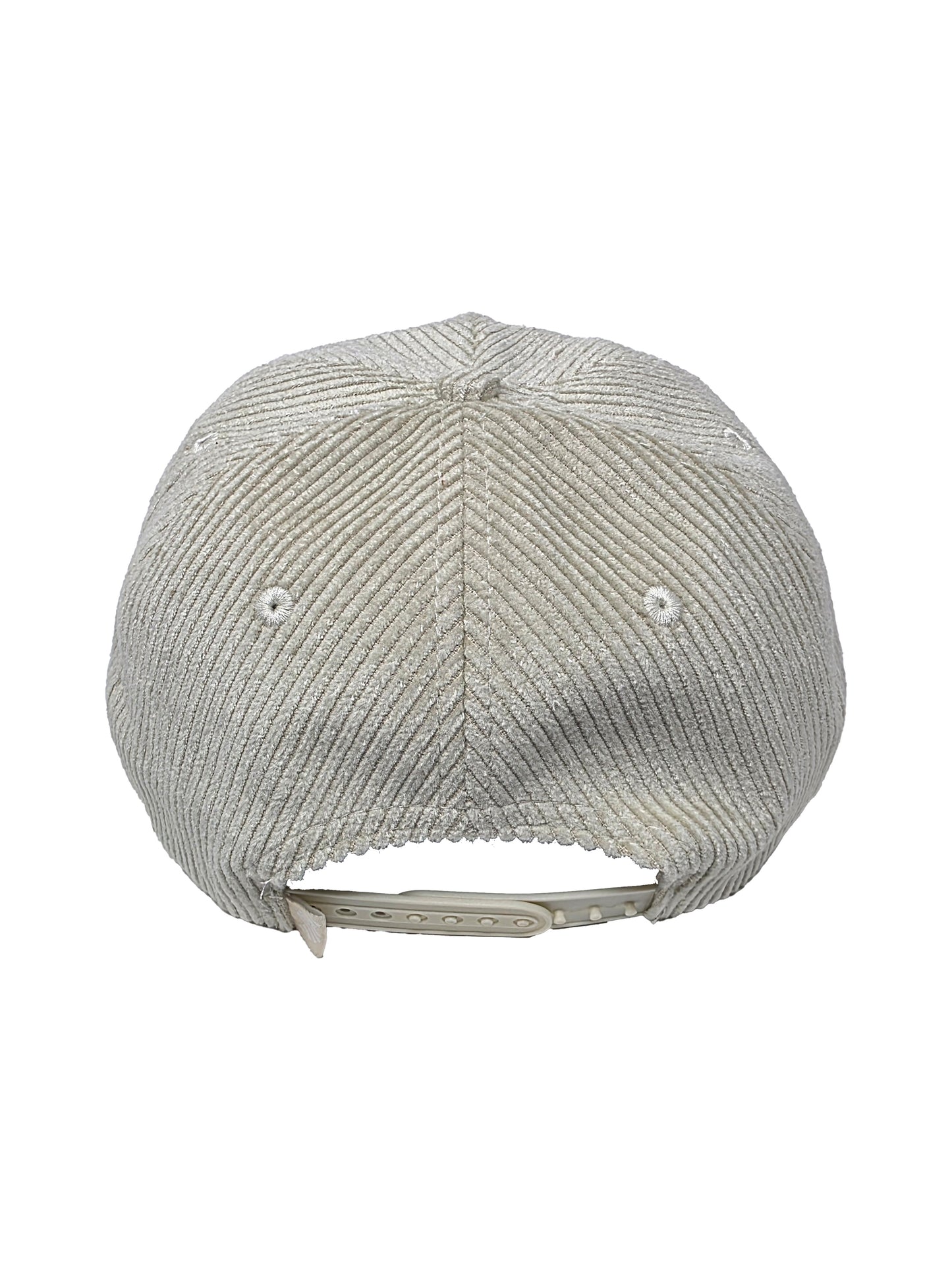 back of ivory colored corduroy hat