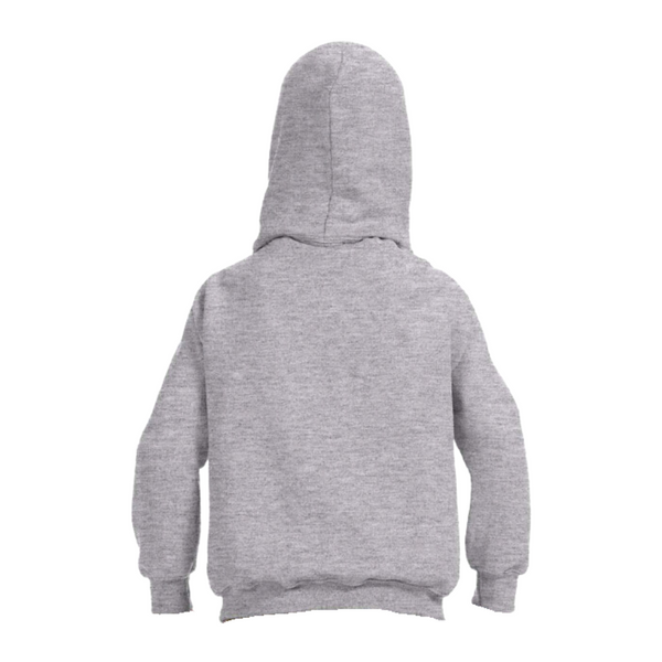 back of grey hooded sweatshirt