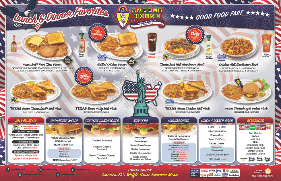 Waffle House Patriotic Menu