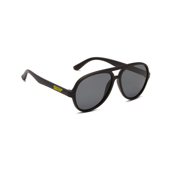 Black sunglasses with Waffle House logo in yellow on arm