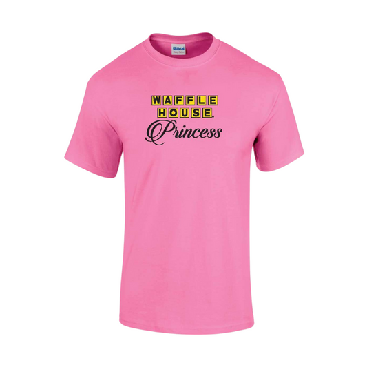 Pink t shirt printed with "I'm a Waffle House Princess"