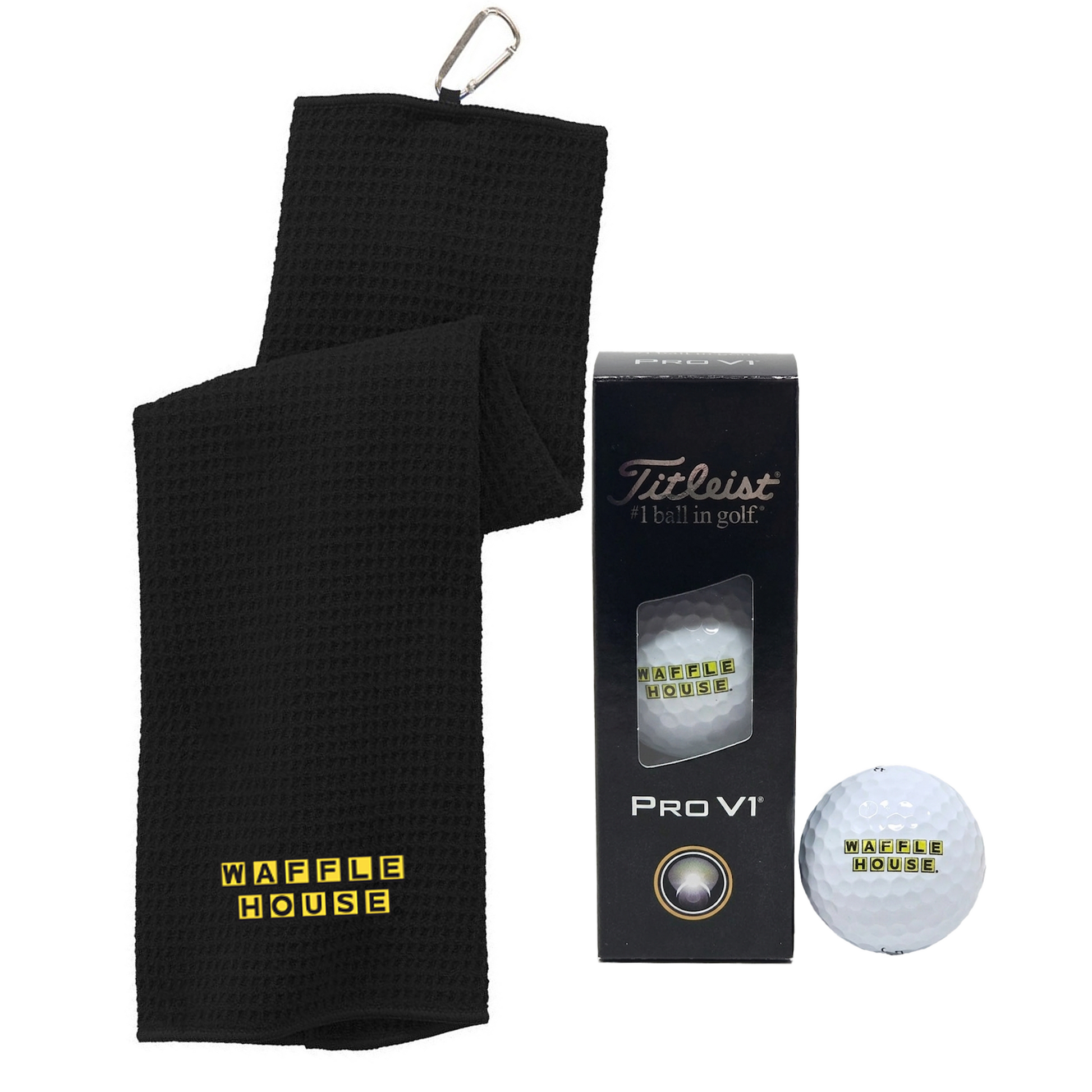 Bundle One hand towel with golf towel and gold balls