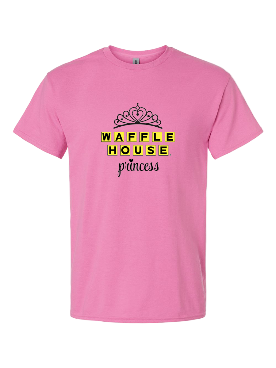 Pink t-shirt with 'Waffle House princess' 