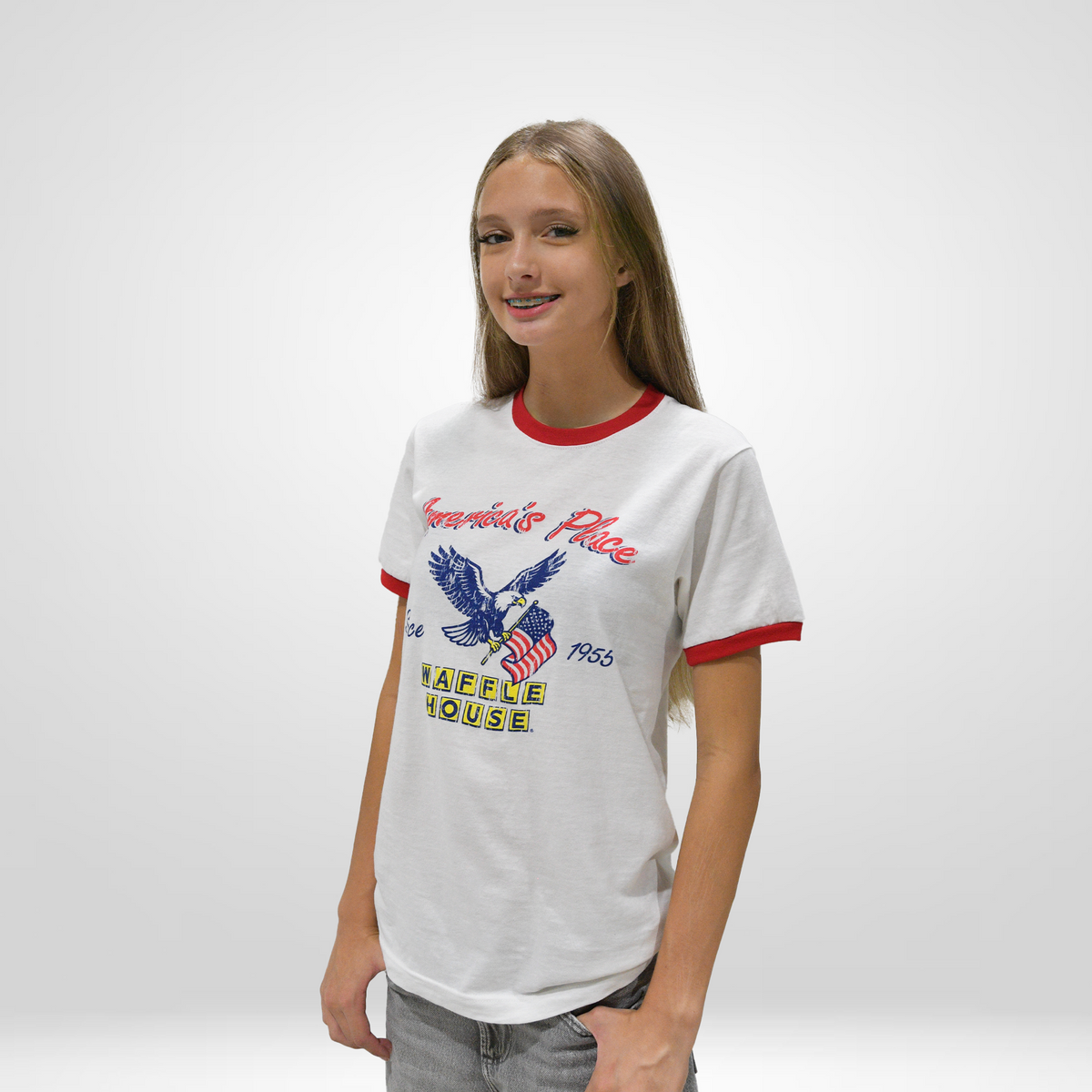 Waffle House Patriotic Ringer Tee