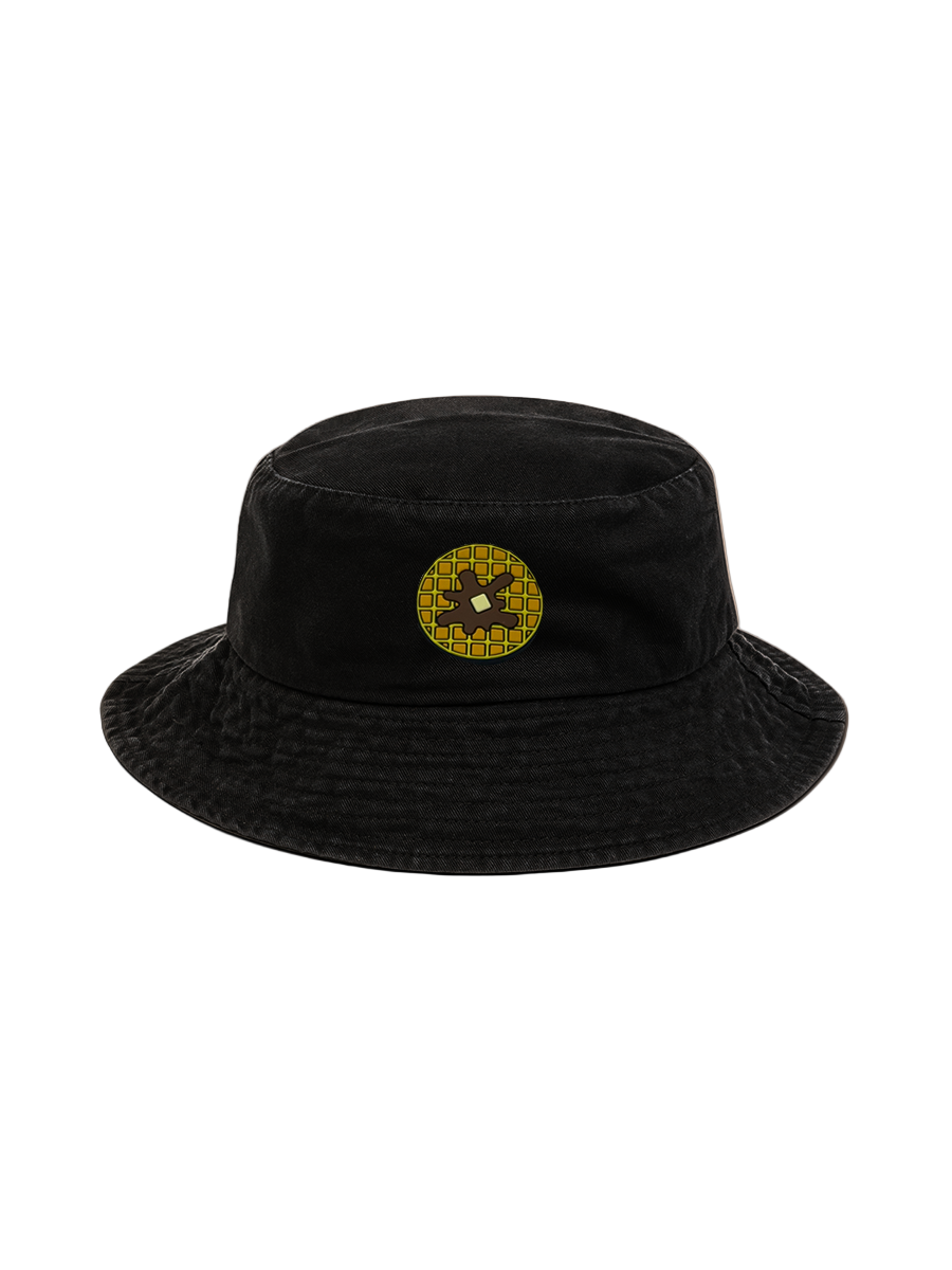 black youth sized bucket hat with Waffle Patch 
