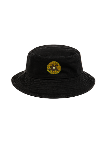 black youth sized bucket hat with Waffle Patch 
