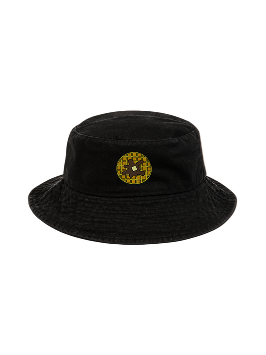 black youth sized bucket hat with Waffle Patch 