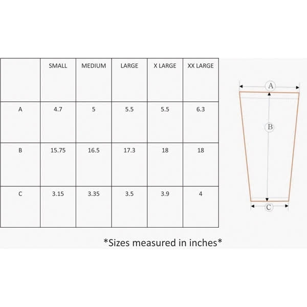 Arm Sleeve size chart