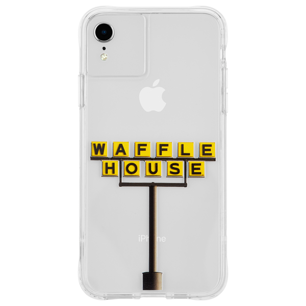 Waffle House sign printed on clear phone case. 