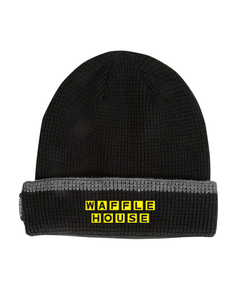 Black beanie with  yellow Waffle House logo