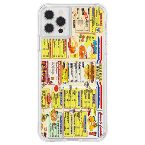 Waffle House menu printed on phone case.  